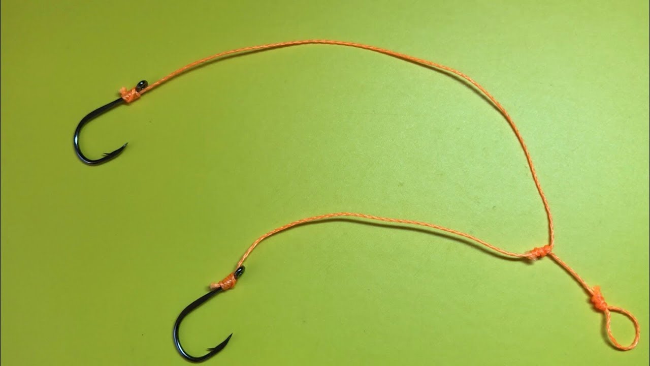 Как привязать два крючка к леске. Подольская вилка. Крючки не запутаются. Поводок с двумя крючками смотреть онлайн