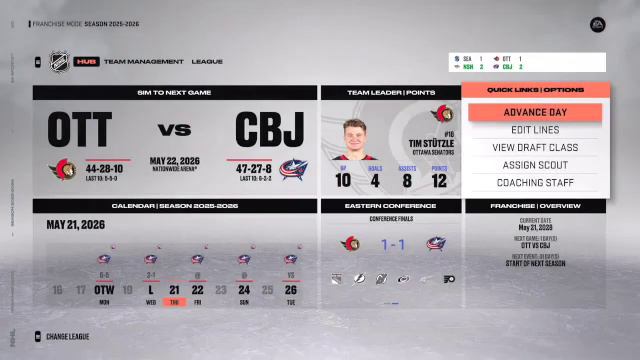 NHL 23 FRANCHISE MODE OTTAWA SENATORS PLAYOFFS ROUND 3 смотреть онлайн