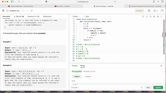 Leetcode 27 Remove Element Python смотреть онлайн