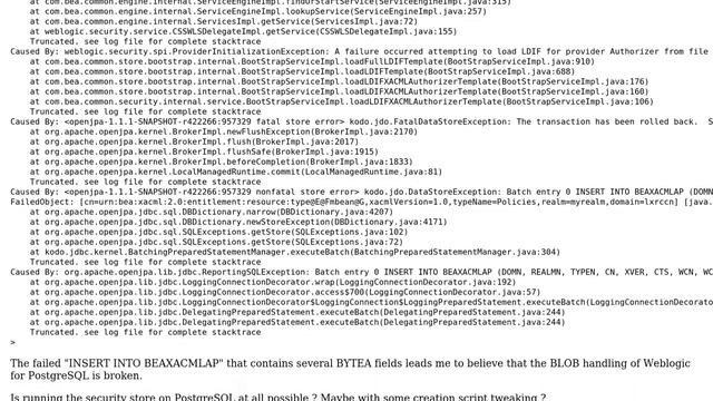 Weblogic security store on PostgreSQL смотреть онлайн