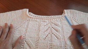 Летняя футболка спицами реглан сверху из турецкой пряжи  Inci cotton.