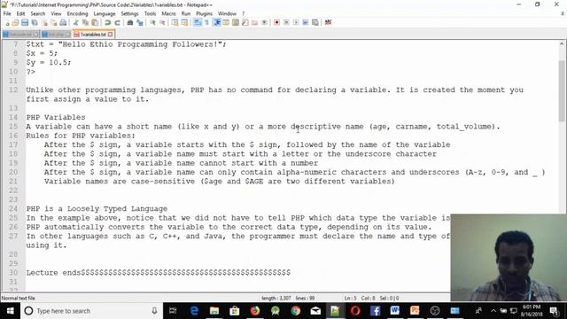 Lecture 4: website php variables Programming Tutorial in Amharic | በአማርኛ смотреть онлайн