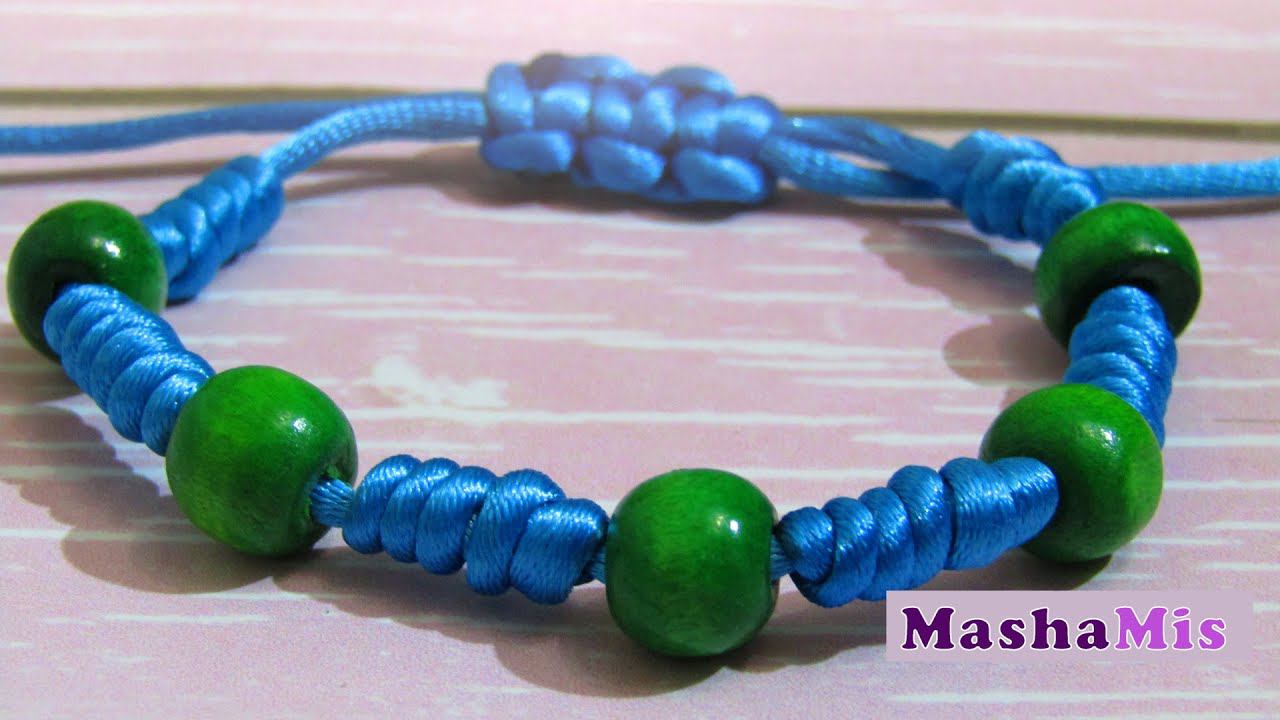 Браслет из шнура и бусин своими руками смотреть онлайн