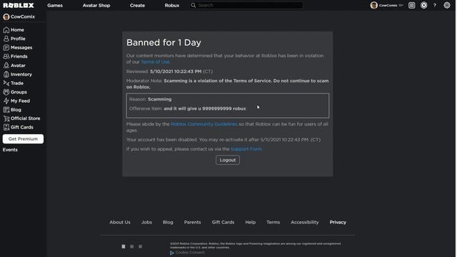 I got banned from roblox XD смотреть онлайн