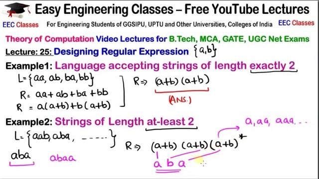 L27: Regular Expression Solved Examples | String of Length exactly 2, atleast 2, atmost 2 | TOC смотреть онлайн