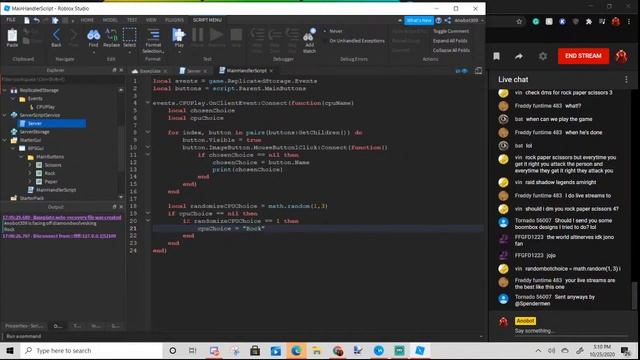 Making Rock Paper Scissors on Roblox Studio ROBLOX LIVE