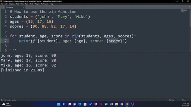 Zip() Function in python смотреть онлайн