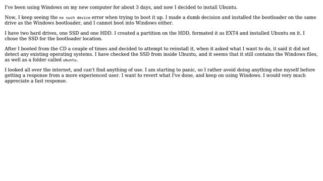 Ubuntu: Urgent! Grub error: no such device смотреть онлайн