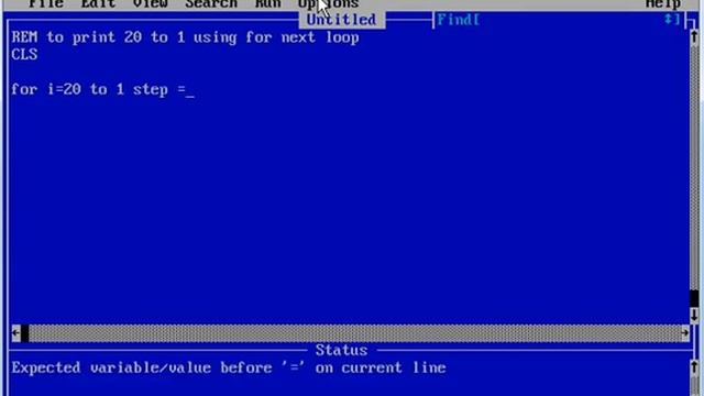 For Next Loop to print all numbers from 20 to 1 In reverse order using QBASIC смотреть онлайн