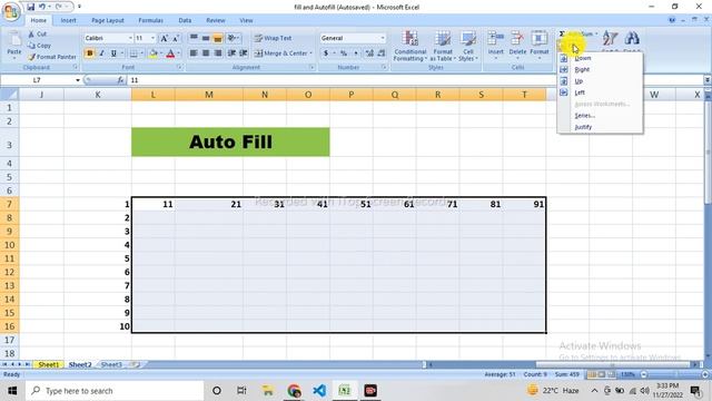 Excel Short Tric-1 #Autofill How to make a table of 100 numbers in 30 seconds #exceltutorial #short смотреть онлайн