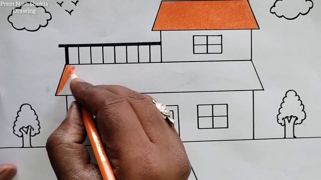 House Drawing / How to Draw a Simple House Step By Step Very Easy / House Scenery Drawing смотреть онлайн