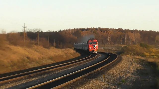ТЭП70БС-123 с пассажирским поездом, перегон Присады - Криволучье смотреть онлайн