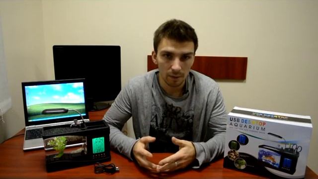 Уникальный подарочный настольный органайзер с LCD часами и аквариумом с подсветкой и компрессором смотреть онлайн