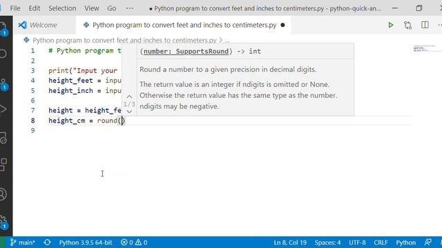 Python program to convert feet and inches to centimeters смотреть онлайн