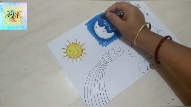 Draw The Things That You See In The Sky ll Sun, Moon, Stars, Rainbow & Clouds ll Day sky night sky смотреть онлайн