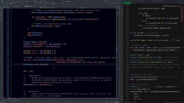 Funny! Camera calibration in C# vs Python, Word by word comparison, Explain the parameters in detai