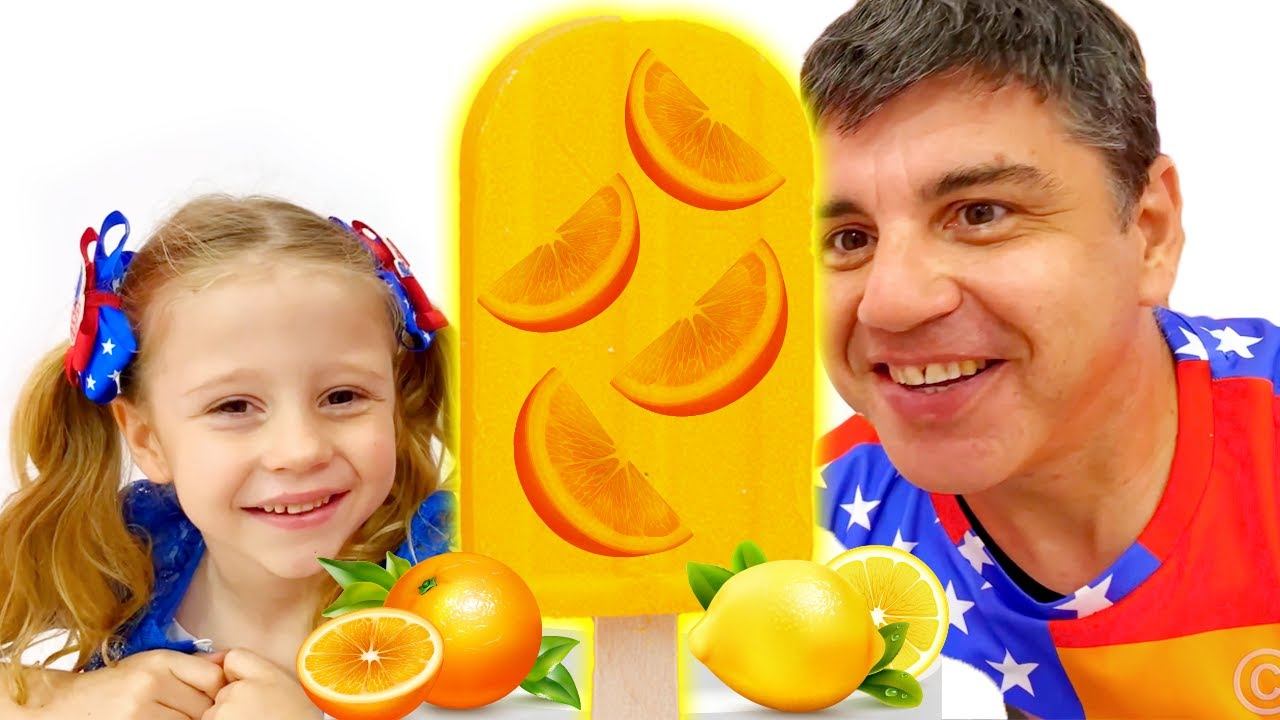 Настя и Папа готовят домашнее мороженое с разных фруктов и овощей. Сборник видео для детей смотреть онлайн