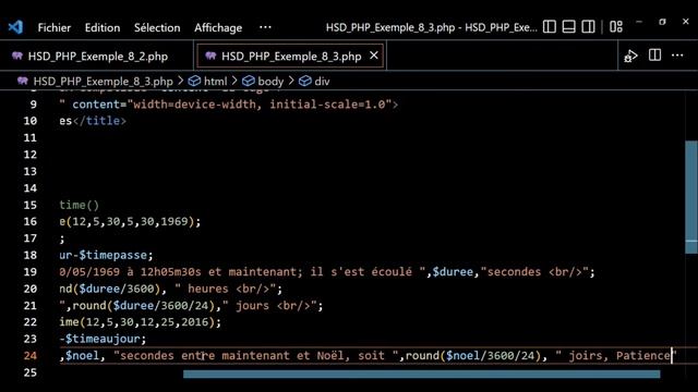 PHP Exemple 8 3 Définition de dates et calcul de durées смотреть онлайн