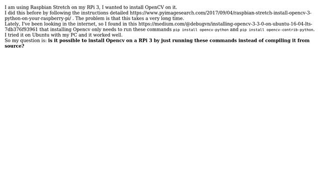 Raspberry Pi: Install opencv on Raspberry Pi 3 in a different way than compiling from source смотреть онлайн
