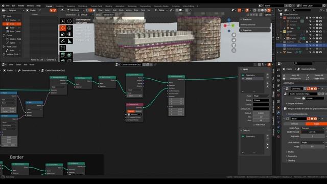 How to select edges - Castle generator (2/xx). Blender Geometry Nodes. смотреть онлайн