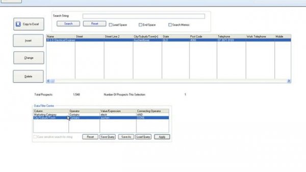 Detailed Searching and Filtering in Communiqué Prospector