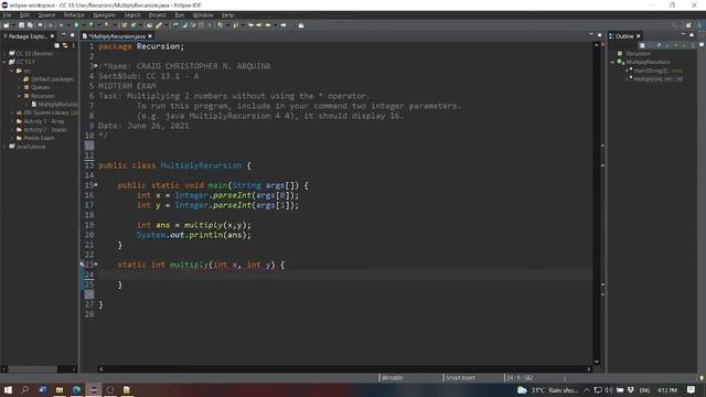 Multiply Two Integers Using Recursion (Java) смотреть онлайн
