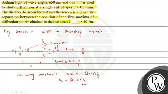 Sodium light of wavelengths \( 650 \mathrm{~nm} \) and \( 655 \mathrm{~nm} \) is used to study d... смотреть онлайн
