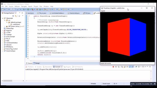 Java3D Tutorial: 3D Cube Applet
