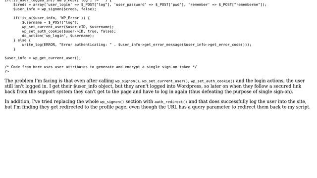 Wordpress: Calling wp_signon doesn't log the user in смотреть онлайн