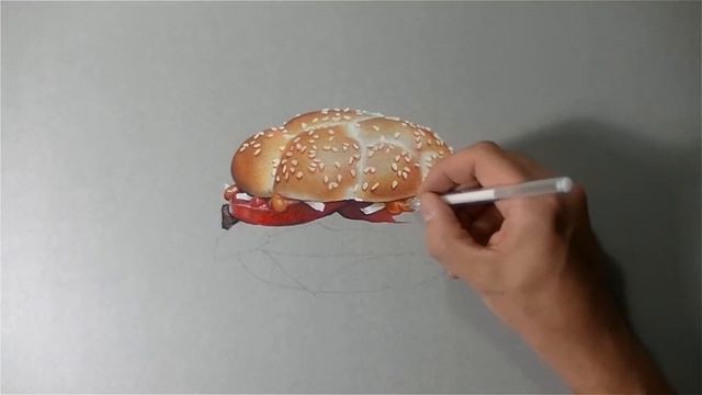 Drawing Time Lapse: McDonald's McHeaton (2 of 5 burgers) - hyperrealistic art смотреть онлайн