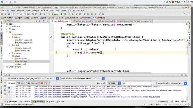 106 Android Studio Context menu смотреть онлайн