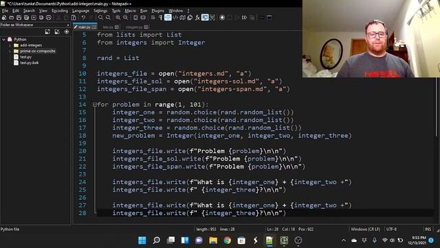 Twitch Stream 1 - Python, Notepad++, Cmder, Creating an Adding Integer Worksheet смотреть онлайн