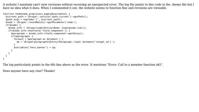 Drupal: Unexpected error when trying to view revisions смотреть онлайн