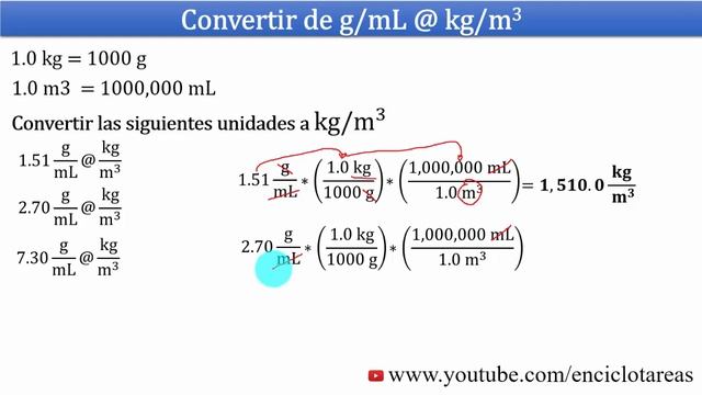 Convertir g/ml a kg/m3 (densidad) смотреть онлайн