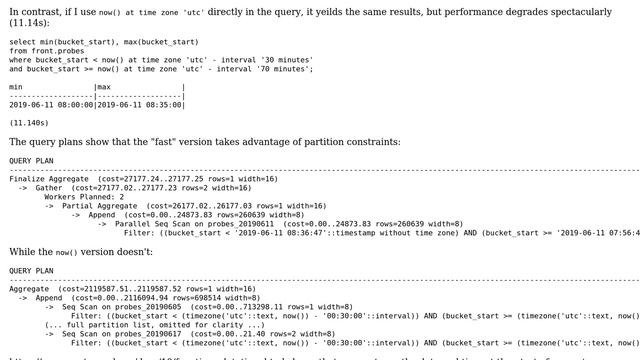 Databases: Slow performance on partitioned PostgreSQL table when using now() to filter смотреть онлайн