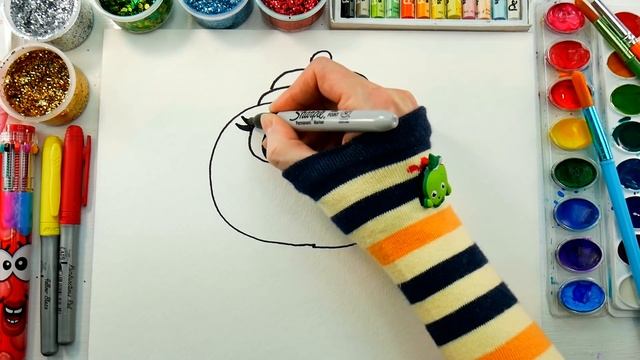 How Draw Color Paint Pizza, Coloring Page . Drawing for Children смотреть онлайн