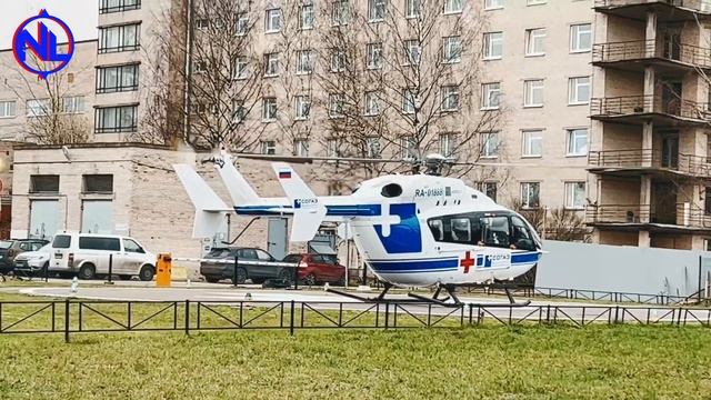 Приземление и взлёт вертолёта возле Александровской больницы в Петербурге / смотреть онлайн