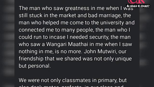 IRENE KENDI MOURNS JOHN MUTWIRI, KRA STAFF KILLED BY A SWARM OF BEES IN MAJENGO, MOMBASA COUNTY