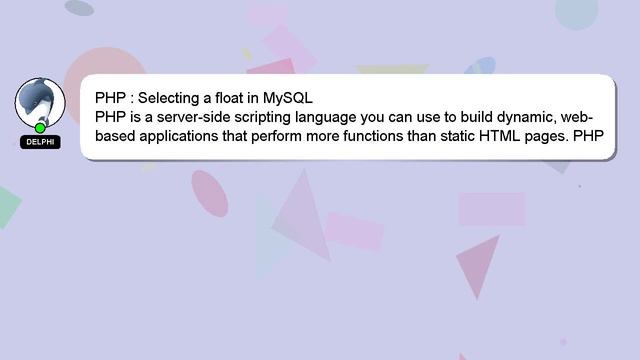 PHP : Selecting a float in MySQL смотреть онлайн
