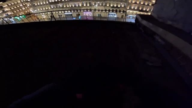 RoofTop Walker. Two Colored Pieces In The City Center At Night. Full Process. Raw Format