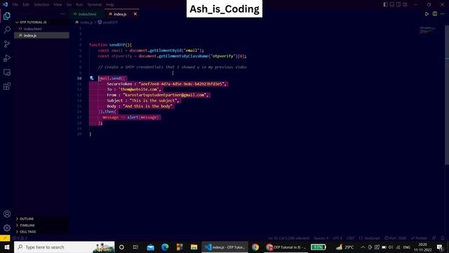 How to Verify Mail using OTP in JavaScript using SMTPJS | Web Development Tutorials 2022 | OTP in J смотреть онлайн