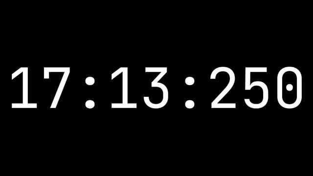 Countdown Timer 34 Minutes, 59 Seconds [34:59:000] - White On Black With Milliseconds