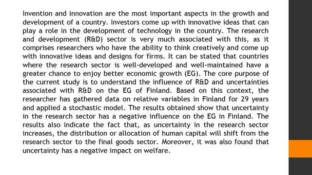 Growth, Research & Development, and Uncertainty An Empirical Analysis in Finland AJEER 2020 72 186 смотреть онлайн