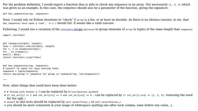 Code Review: Python code to check if an array has a sequence (1,3,4) (5 Solutions!!) смотреть онлайн