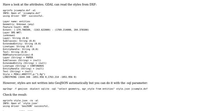 GIS: How to extract style data from DXF when converting to geoJSON? смотреть онлайн