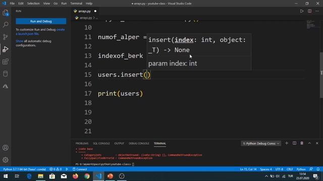 Python Dersleri 8 - Diziler (Array) Üzerinde Operasyonlar ve Uygulamaları Debug Mode ile (Detaylı) смотреть онлайн