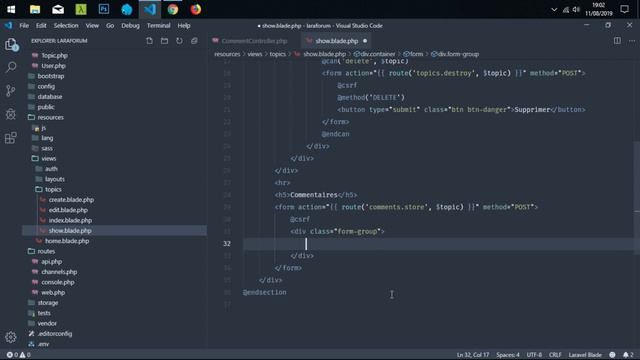 Créer un forum avec Laravel 5.8: Ajout de commentaires смотреть онлайн