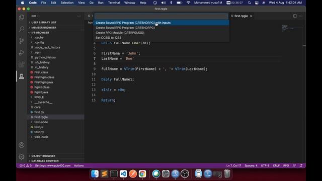 Using VS Code Extension to write and compile RPGLE code | code for ibmi | yusy4code смотреть онлайн