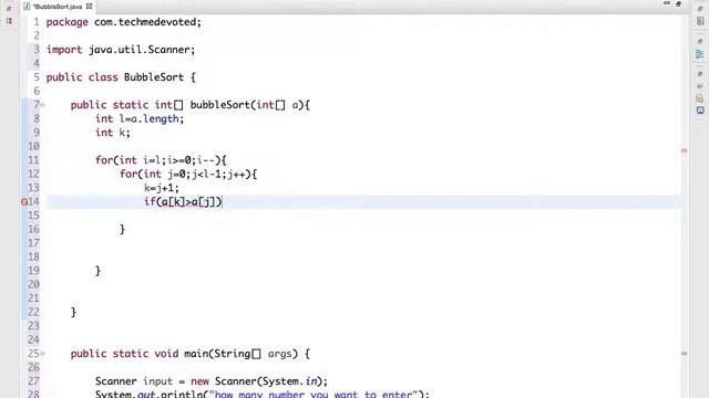 Bubble Sort Implementation In Java