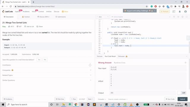 LeetCode - Merge Two Sorted Lists | 2 Simple Approaches using Java смотреть онлайн